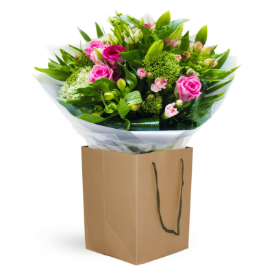 Emerald Kiss - This Lovely subtle arrangement is available for delivery. A local delivery cost is deducted from your overall total when purchasing. This is a soft toned and stylized design. Ready to display in any environment. Buy these gorgeous flowers as a gift or to treat yourself. This beautiful bouquet is made in a water bubble, presented in a gift bag, meaning they are ready to go, so no extra care required! Just set down your gorgeous flowers and enjoy! Add a custom card message to your order to let...